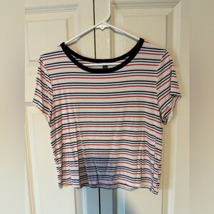 wild fable Navy, Red & White Striped Short Sleeve Tee